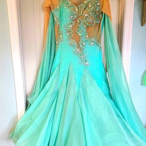 Mint Green Smooth Ballroom dress with floats.